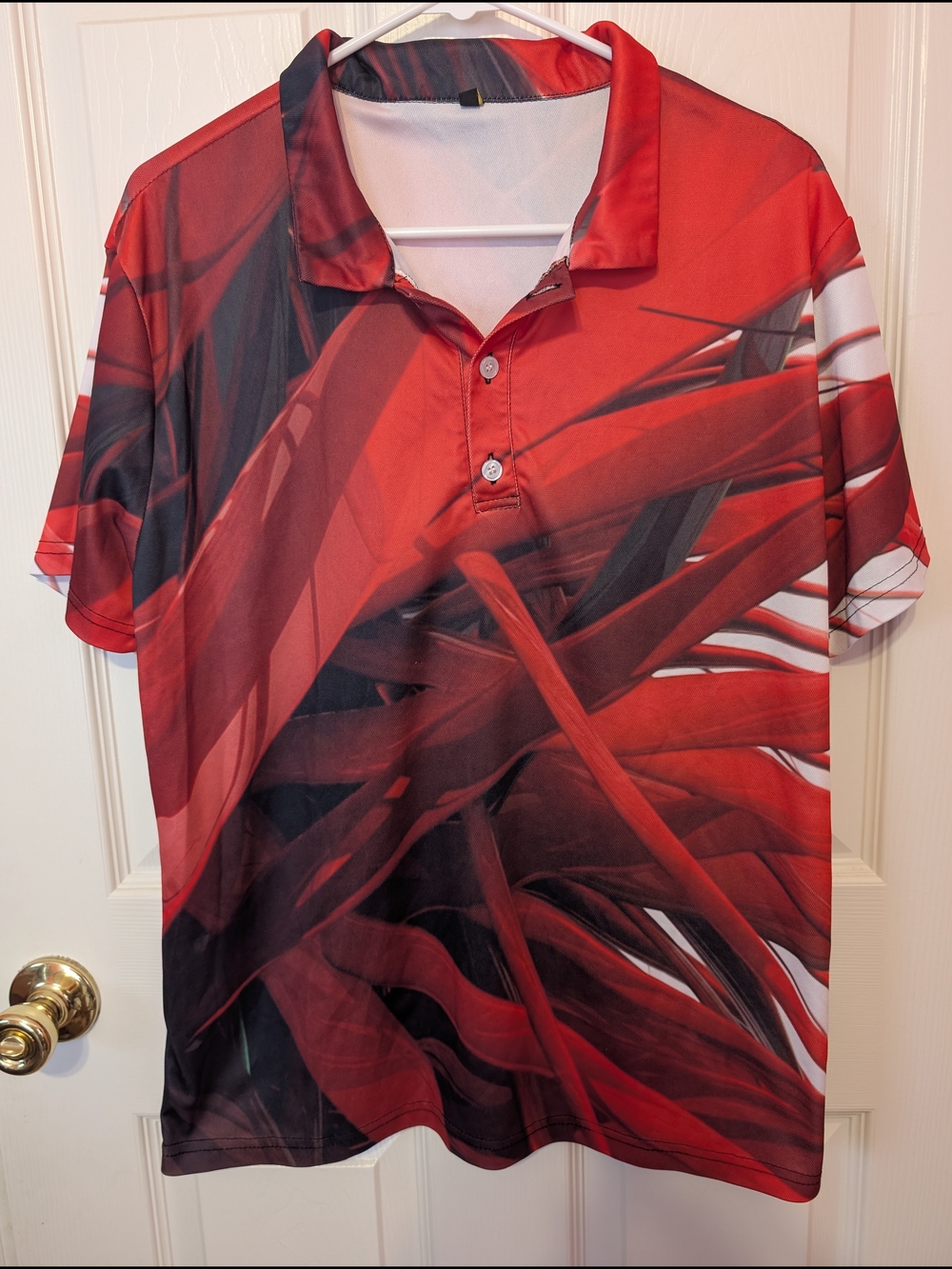 Men's Red Graphic Polo Shirt, Medium, NWOT